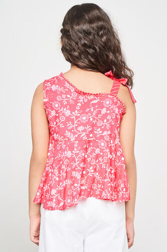 Pink Floral Flared Top, Pink, image 4